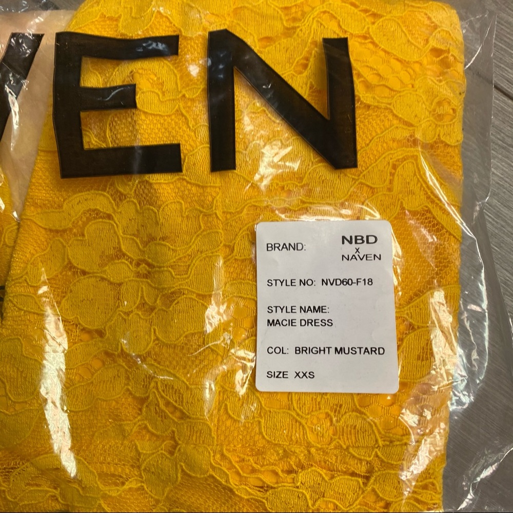 NBD X NAVEN | Macie Lace Dress Bright Mustard NEW - Picture 10 of 10